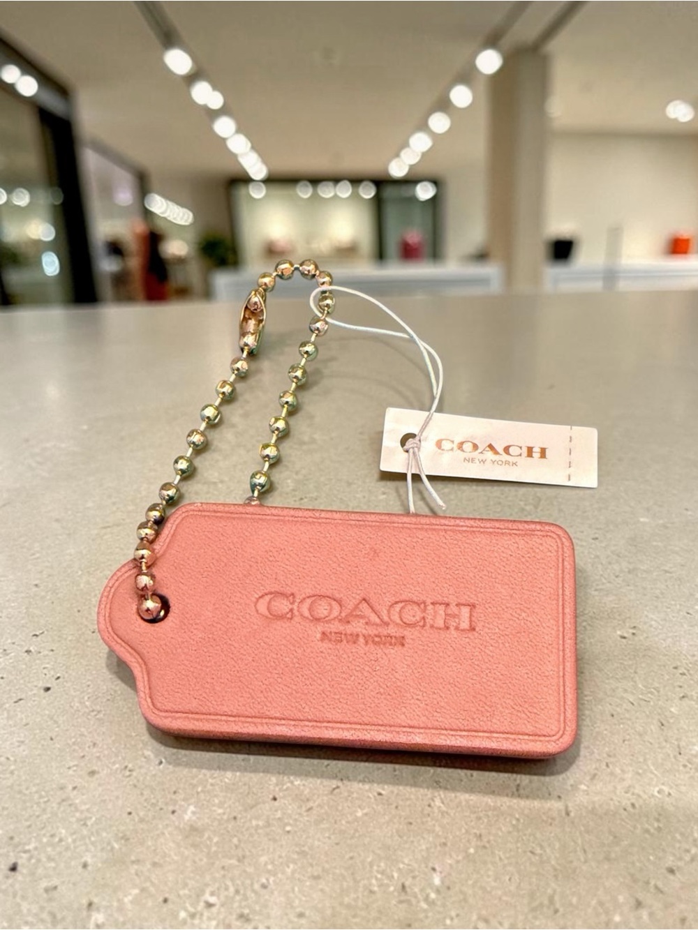 Coach Dusty Rose Pink Leather Hangtag Bag Charm w/a Gold Butterfly (NWT)